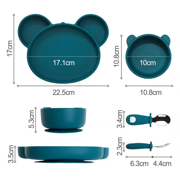 4/5/6Pcs Baby Bowls Plates Spoons Silicone Suction Feeding Food Tableware BPA Free Non-Slip Baby Dishes Panda Food Feeding Bowl - Image 3