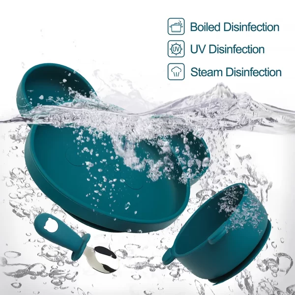 4/5/6Pcs Baby Bowls Plates Spoons Silicone Suction Feeding Food Tableware BPA Free Non-Slip Baby Dishes Panda Food Feeding Bowl - Image 4