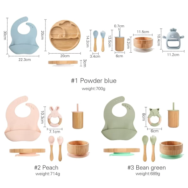 7Pcs/Set Children's Tableware Baby Bowl Plate Fork Spoon Cup Suction Feeding Food Bamboo Tableware With Silicone Suction Cup - Image 2