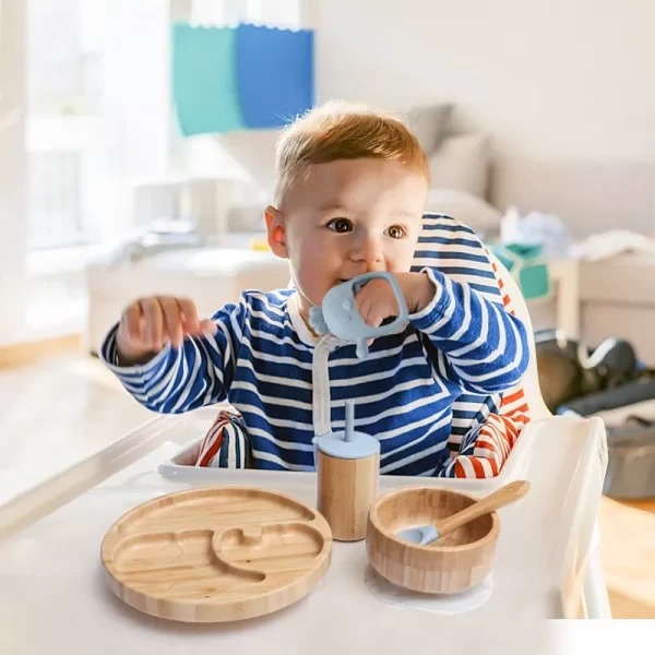 7Pcs/Set Children's Tableware Baby Bowl Plate Fork Spoon Cup Suction Feeding Food Bamboo Tableware With Silicone Suction Cup - Image 6