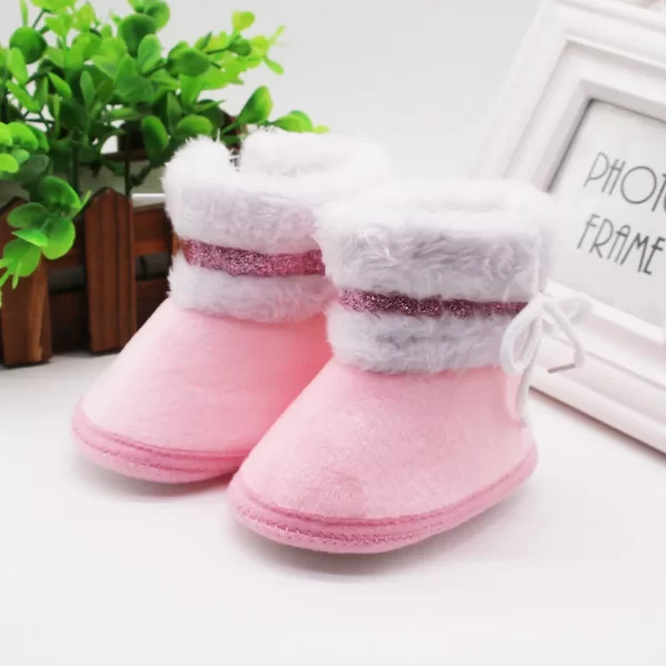 Baby Autumn Cashmere Plush Boots Baby Girl Boys Winter Warm Shoes Bandage Toddler Fuzzy Balls First Walkers Kid Shoes Newborn - Image 5