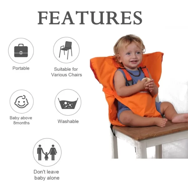 Baby High Chair Harness Travel Safety Belt Baby Chair Harness Stretch Wrap Chair Safety Belt Baby Feeding Foldable Seat Belt - Image 6