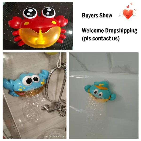 Crabs Shaped Electric Automatic Bubble Maker Blower Machine Baby Bathing Shower Swimming Bathtub Soap Musicial Water Play Toy - Image 2