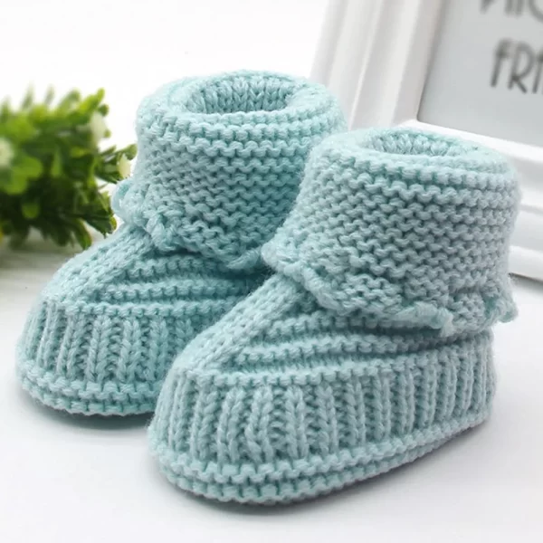 Handmade Newborn Baby Boys Girls Crib Shoes Infant Boys Girls First Walkers Crochet Knit Winter Warm Booties Toddler Warm Shoes