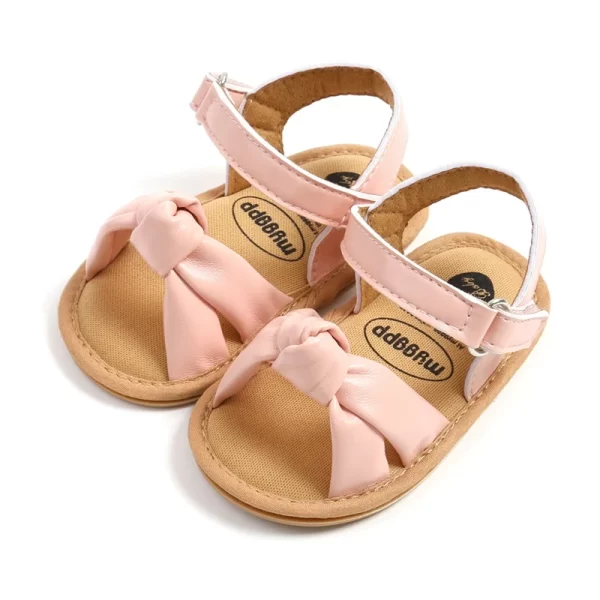 Happy Feet: Soft Rubber Soled Walking Shoes for Baby Girls with Adorable PU Bow Details (0-18 Months) - Image 6