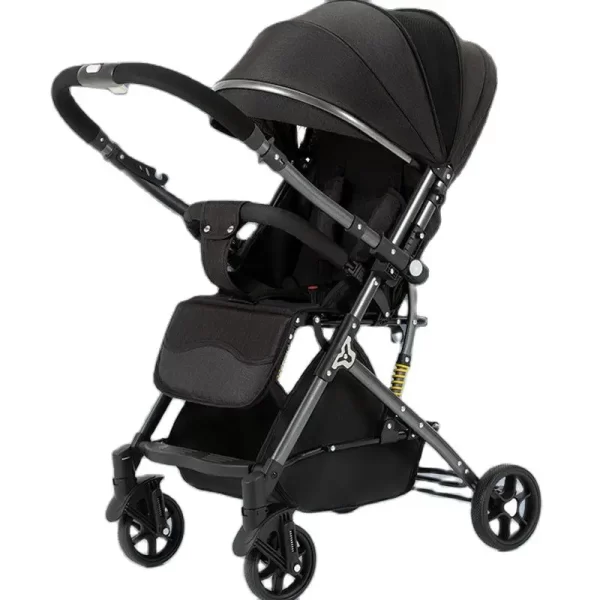 High View Baby Stroller Portable Lying Umbrella Car Bidirectional Pushcart Four-Wheel Shock Absorbent One-Button Ventilated PU