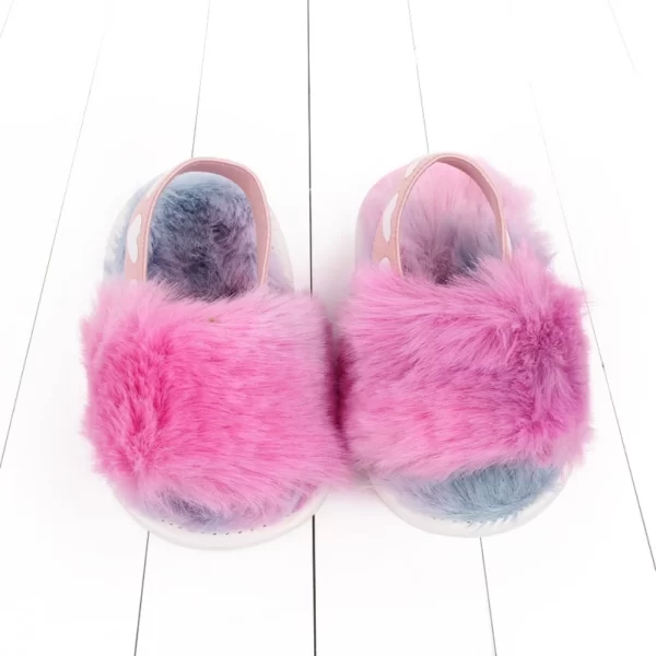 Jlong Autumn Plush Slide Sandal Baby Girls Heart Soft Sole Sandals Toddler Princess Non-slip Crib Shoes 0-18 Months - Image 3