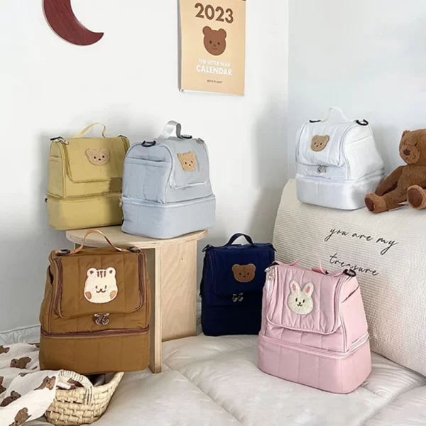Korea Style Portable Mommy Backpack Storage Maternity Diaper Bag Nappy Organizer Milk Bottle Insulated Bag for Nursery Baby Care