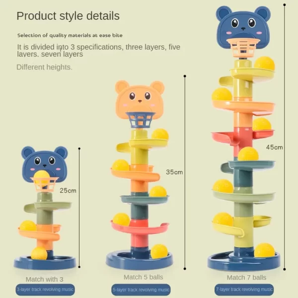 Montessori Baby Toy Rolling Ball Tower Montessori Educational Games For Babies Stacking Track Baby Development Toys 1 2 3 Years - Image 4