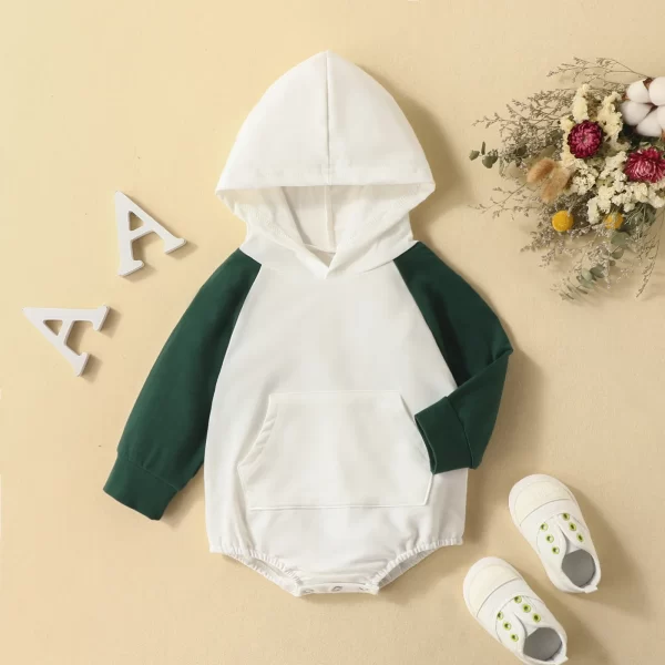 Newborn Infant Baby Boy Girl Fall Clothes Oversized Hooded Pullover Sweatshirt Romper Color Romper Boys 2t 15 Month Boy Clothes - Image 4