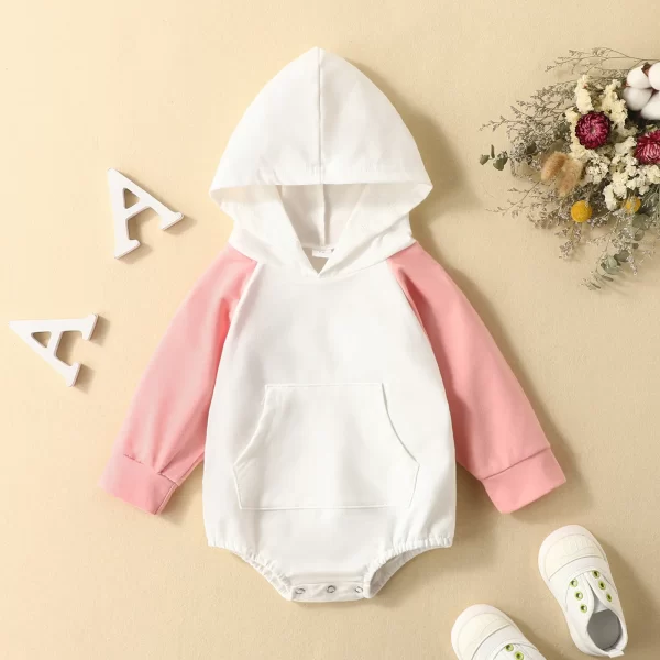 Newborn Infant Baby Boy Girl Fall Clothes Oversized Hooded Pullover Sweatshirt Romper Color Romper Boys 2t 15 Month Boy Clothes