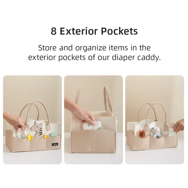 Sunveno Baby Diaper Caddy Organizer Portable Holder Bag for Changing Table and Car, Nursery Essentials Storage Bins - Image 3