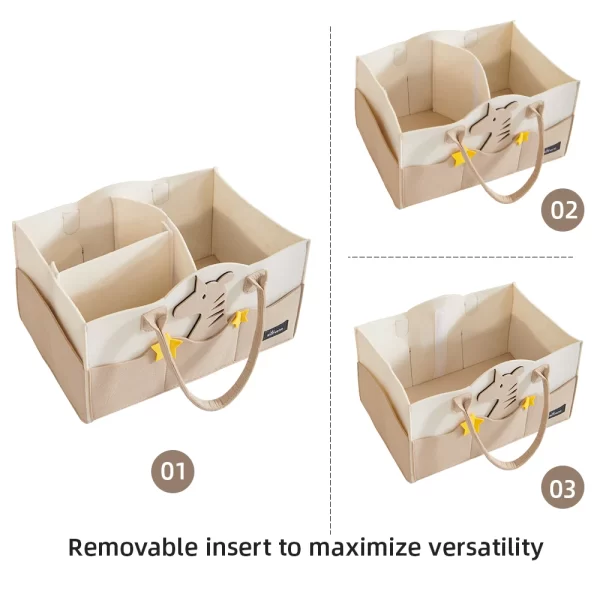 Sunveno Baby Diaper Caddy Organizer Portable Holder Bag for Changing Table and Car, Nursery Essentials Storage Bins - Image 5