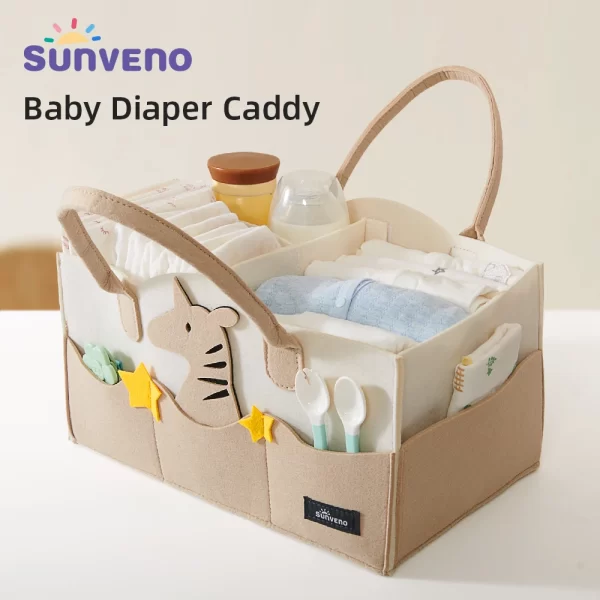 Sunveno Baby Diaper Caddy Organizer Portable Holder Bag for Changing Table and Car, Nursery Essentials Storage Bins - Image 6