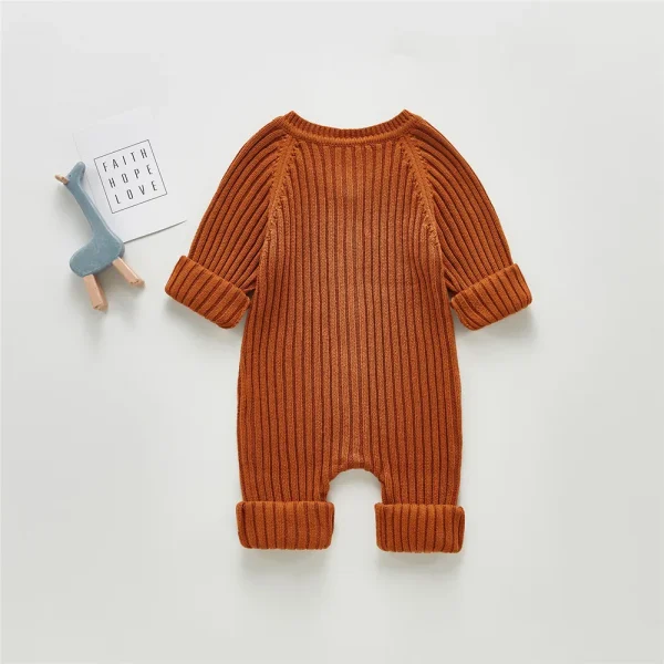 Citgeett Autumn Solid Infant Baby Girls Boys Clothing Jumpsuits Knitwear Single Breast Outerwear Winter Clothes - Image 2