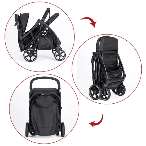 Baby Stroller, Infant Stroller, One-Click Folding & Adjustable Canopy & One-key double braking, Lightweight Newborn Stroller - Image 3