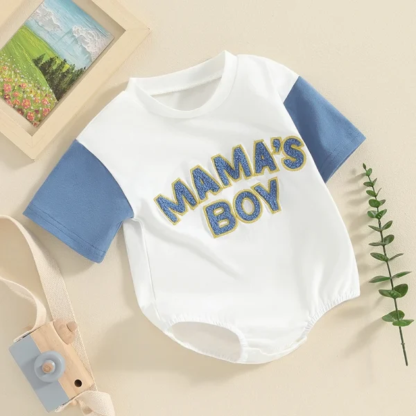 Newborn Baby Boy Clothes Mamas Boy Romper Short Sleeve Bodysuit Crew Neck Jumpsuit Toddler Infant Boy Summer Outfit - Image 4