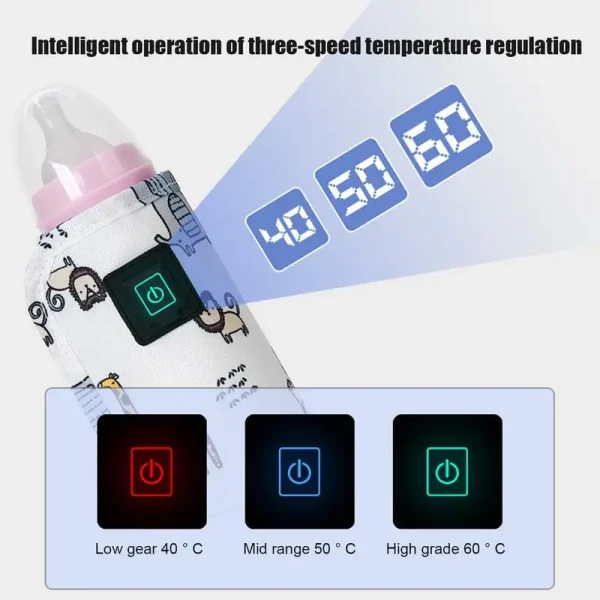 Portable Baby Bottle Warmer USB Travel Milk Warmer Infant Feeding Bottle Heated Cover Insulation Thermostat Heater accessories - Image 3