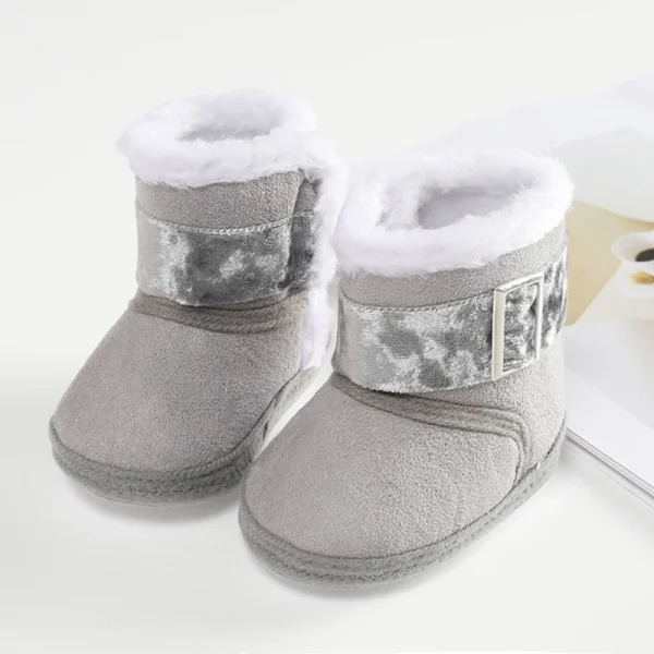 Jlong Winter Newborn Soft Sole First walker Baby Shoes Girl 12-18 months Toddler Fur Warm Snow Boots 0-18 Months - Image 5