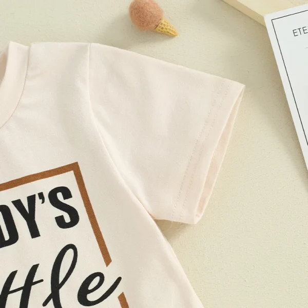 2024-02-01 Lioraitiin Toddler Baby Boy Summer Clothes Daddy s Little Buddy Short Sleeve Shirt Top and Shorts Set 2PCS Outfit - Image 4
