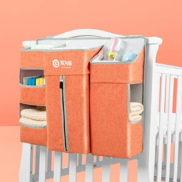 Baby Bedside Storage Bag Crib Hanging Bag Newborn Hanging Basket Diaper Organizer Rack Infant Bed Nursing Nappy Bags Bedding - Image 4