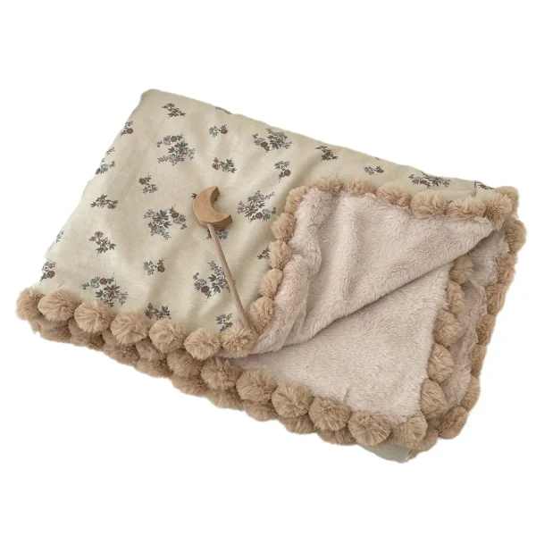 Baby Bedding Blanket & Throw Newborn Pompom Baby Blanket Floral Swaddle Wrap Soft Thick Quilt Infant Stroller Sleep Cover Nap - Image 6