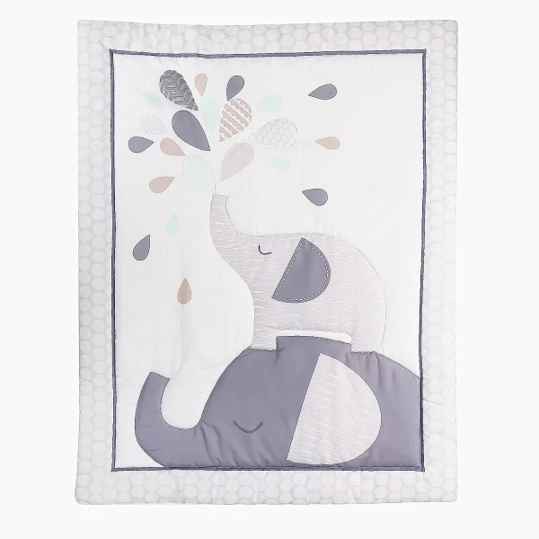 4Pcs Grey Baby Cot Crib Bedding Set Nursery Bedding Set for Baby Boys Crib Ruffle (Comforter Fitted Sheet Crib Skirt Blanket) - Image 2