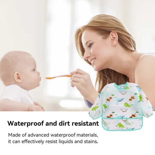 Kids Waterproof Long Sleeve Feeding Bibs Mess Proof Washable Feeding Bib Large Pocket Supplies For Eating Accessory - Image 6