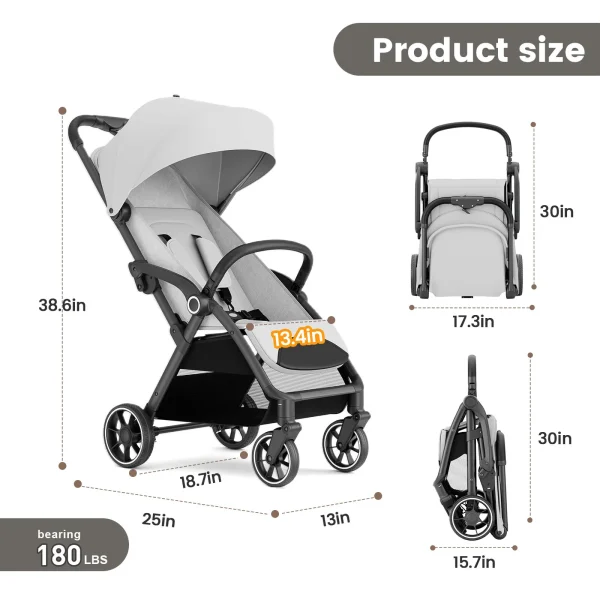 High View Portable Baby Stroller Compact Lightweight Travel Stroller for Babies & Toddlers With 360°Swivel Seat - Image 5