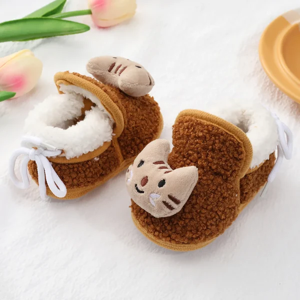 Spearmint Baby Shoes Baby Girls Boys Warm Shoes Soft Booties Snow Comfortable Boot Infant Toddler White Sneakers 9 12 Months - Image 4