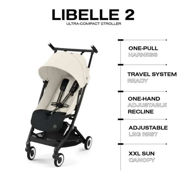 Libelle Lightweight Travel Baby Stroller with Ultra Compact Carry On Fold, Smooth Suspension, and One Hand Adjustable Recline, T - Image 6