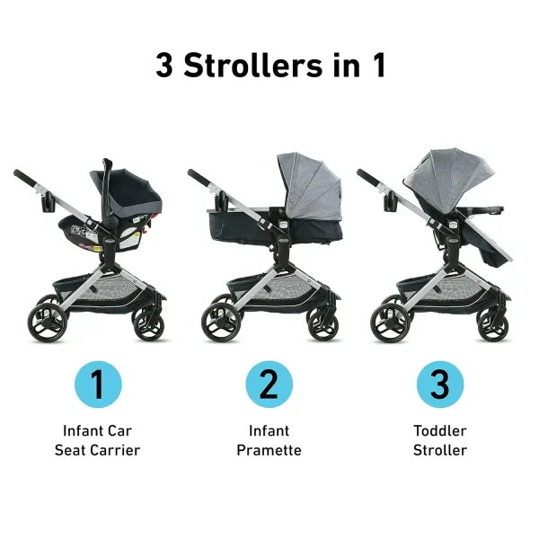 Travel System, Includes Baby Stroller w/ Height Adjustable Reversible Seat, Lightweight Aluminum Frame & 35 Infant Car Seat, - Image 3