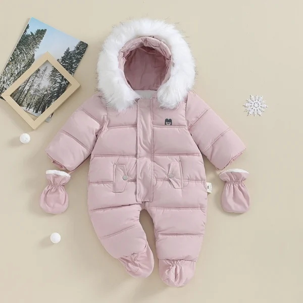 Citgeett Winter Infant Baby Boys Girls Coat Romper Warm Outwear Hooded Puffer Jacket Footie Jumpsuit Fall Clothes - Image 6