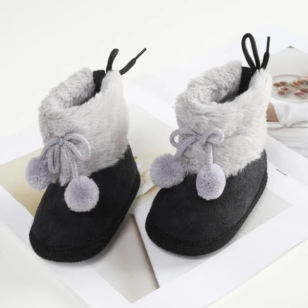 Jlong Winter Newborn Soft Sole First walker Baby Shoes Girl 12-18 months Toddler Fur Warm Snow Boots 0-18 Months - Image 3
