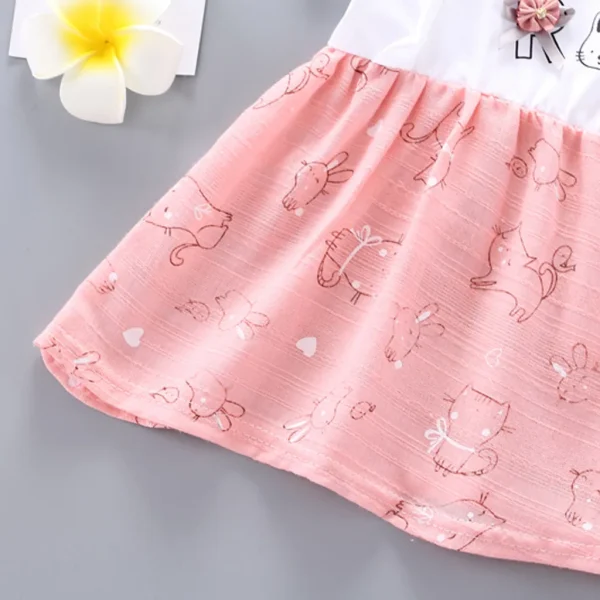 Children Girl Dress Flower Print Cute Princess Dress Birthday Wedding Costume Baby Outfit Kid Girl Clothes Cartoon Toddler - Image 4