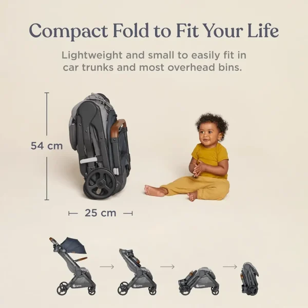 Ergobaby Metro+ Deluxe Compact Baby Stroller, Lightweight Umbrella Stroller Folds Down for Overhead Airplane Storage - Image 5